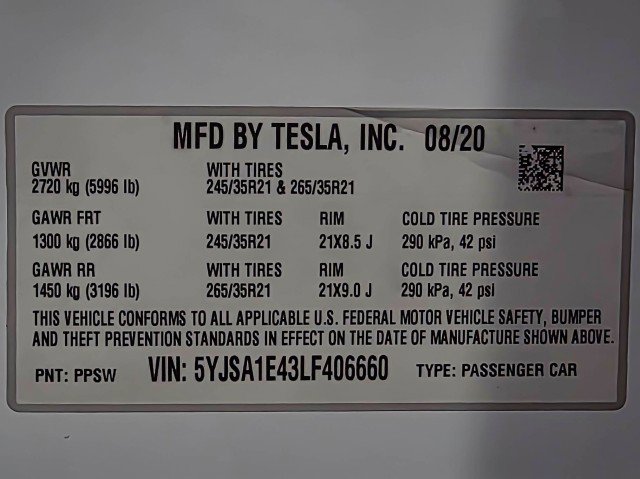 Used 2020 Tesla Model S Performance image 43