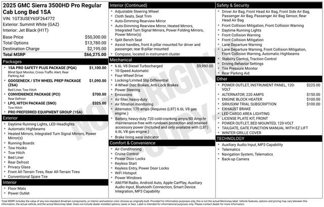 New 2025 GMC Sierra 3500 Pro w/ 1SA Pro Safety Plus Package