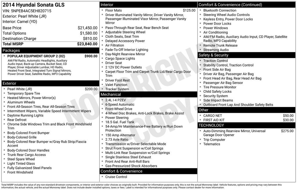 Used 2014 Hyundai Sonata GLS w/ Popular Equipment Group 2 FWD image 3