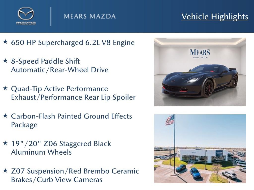 Used 2017 Chevrolet Corvette Z06 w/ Z07 Performance Package RWD image 2