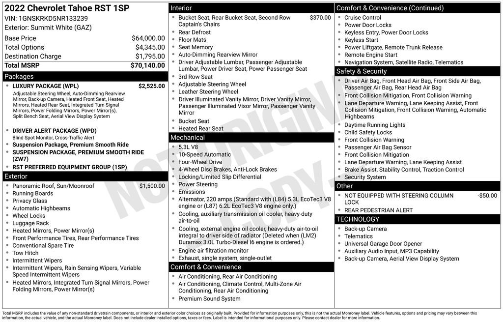 Used 2022 Chevrolet Tahoe RST w/ Luxury Package AWD/4WD image 4