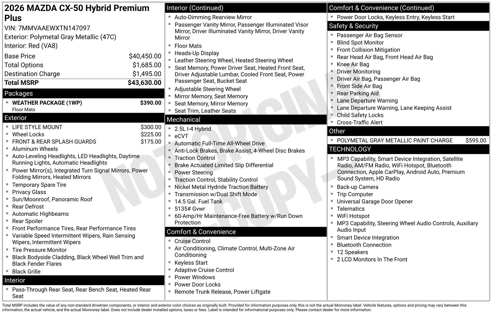 Certified 2026 MAZDA CX-50 2.5 Hybrid w/ Weather Package AWD/4WD image 25