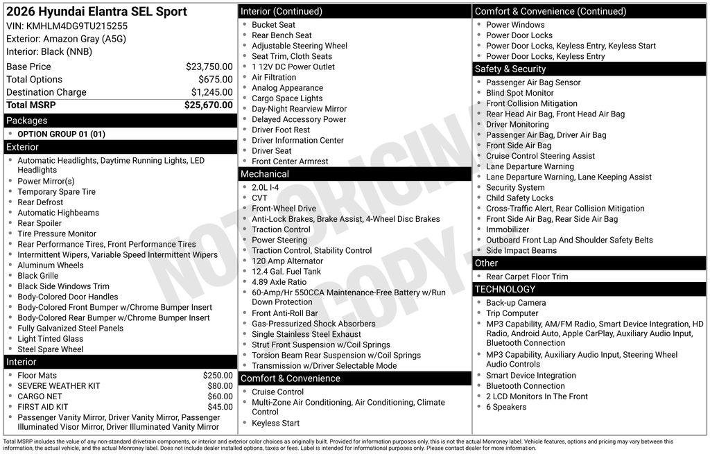 New 2026 Hyundai Elantra Sport FWD image 24