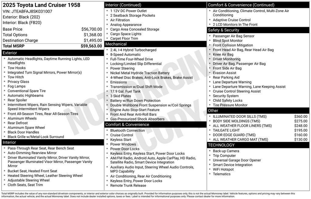 Used 2025 Toyota Land Cruiser 1958 AWD/4WD image 45