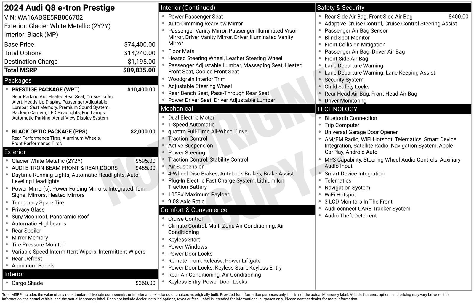 Certified 2024 Audi Q8 e-tron Prestige w/ Prestige Package AWD/4WD image 33