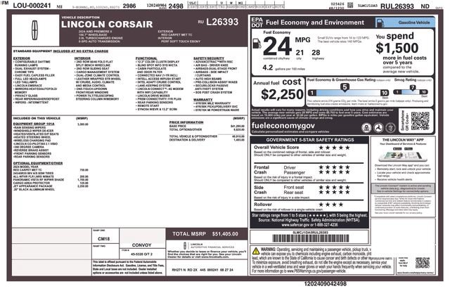 Certified 2024 Lincoln Corsair AWD w/ Equipment Group 101A image 37
