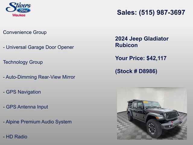 Used 2024 Jeep Gladiator Rubicon w/ Technology Group AWD/4WD image 16