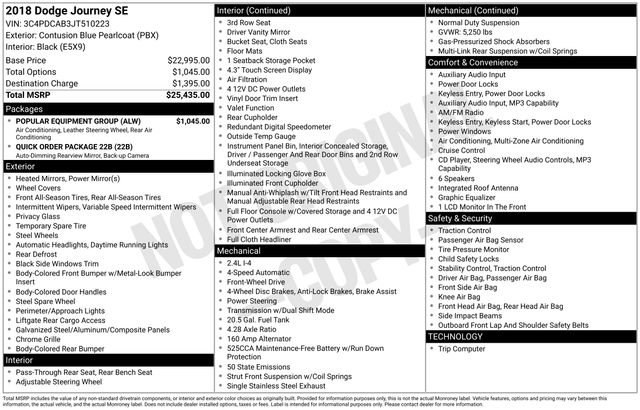 Used 2018 Dodge Journey SE w/ Popular Equipment Group FWD image 7
