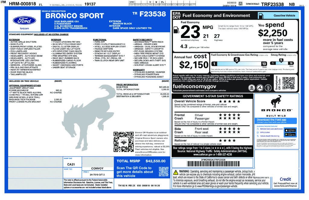 New 2026 Ford Bronco Sport Badlands w/ Badlands Tech Package AWD/4WD image 8