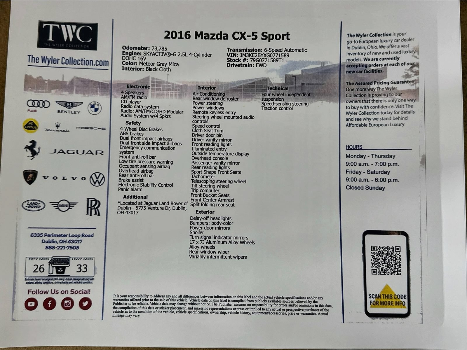 Used 2016 MAZDA CX-5 Sport FWD image 44