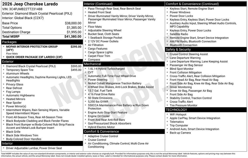 New 2026 Jeep Cherokee Laredo AWD/4WD image 29