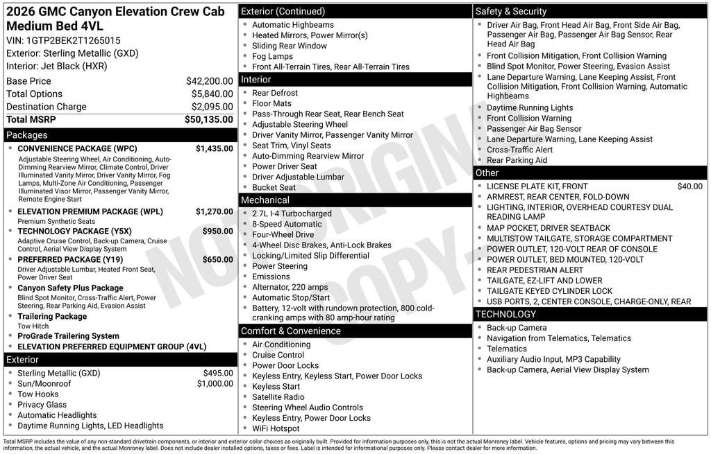 New 2026 GMC Canyon Elevation w/ Convenience Package AWD/4WD image 26