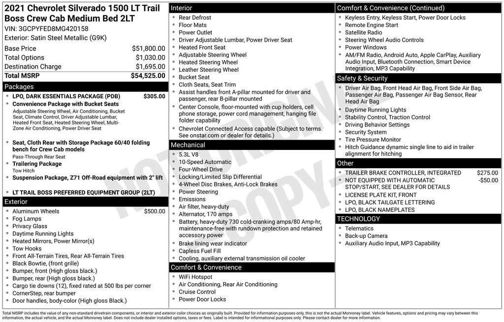 Used 2021 Chevrolet Silverado 1500 LT Trail Boss w/ LPO, Dark Essentials Package AWD/4WD image 10
