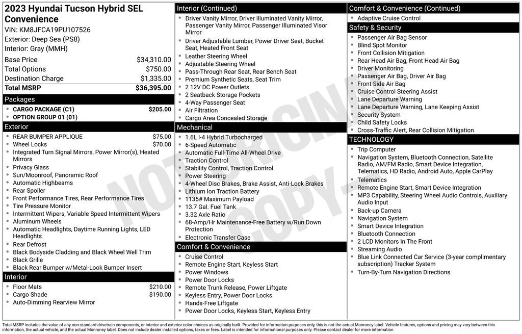 Used 2023 Hyundai Tucson SEL w/ Cargo Package AWD/4WD image 3