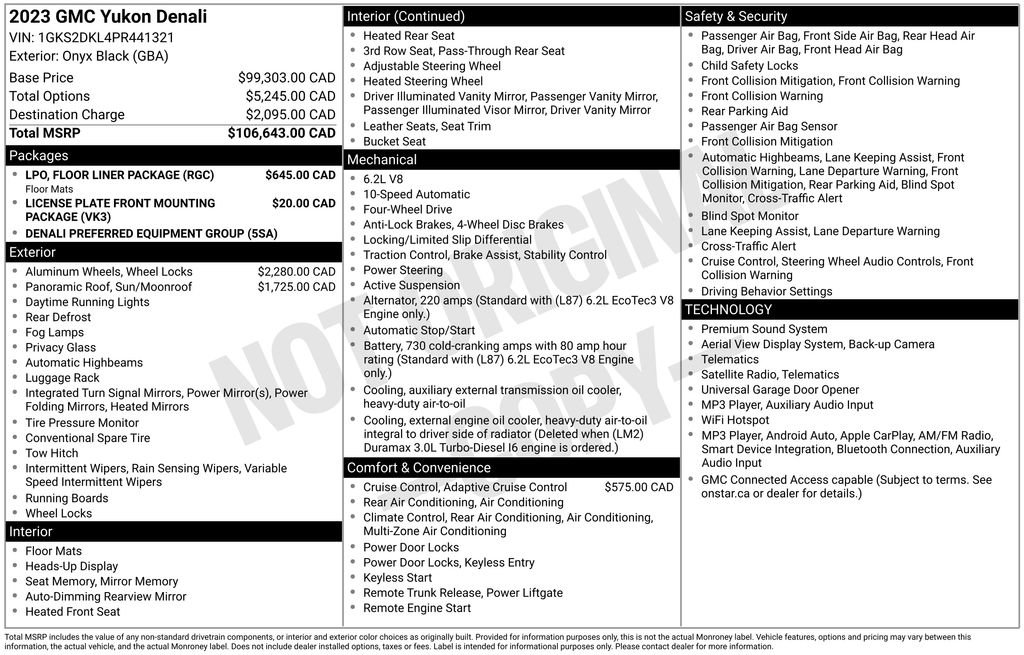 Used 2023 GMC Yukon Denali w/ LPO, Floor Liner Package AWD/4WD image 80