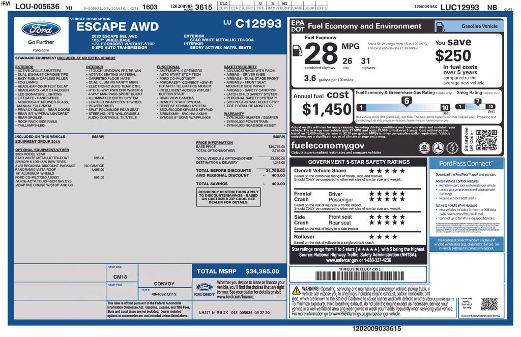 Used 2020 Ford Escape SEL AWD/4WD image 4