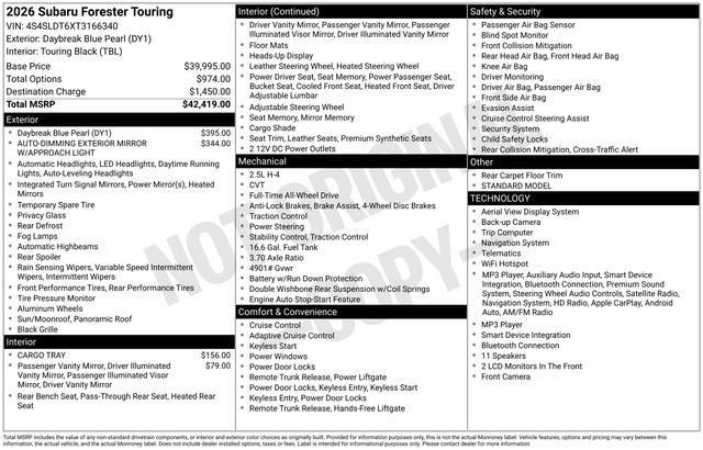 New 2026 Subaru Forester Touring AWD/4WD image 2
