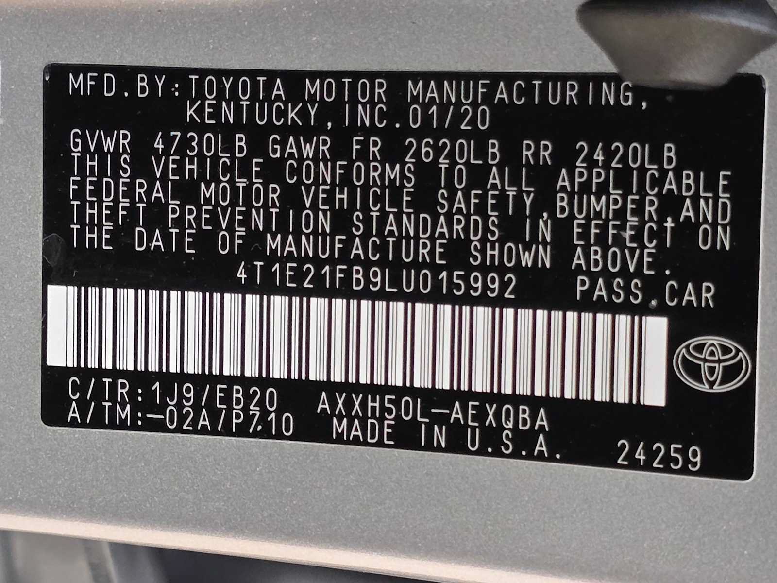 Certified 2020 Toyota Avalon XSE w/ All Weather Liner Package FWD image 32