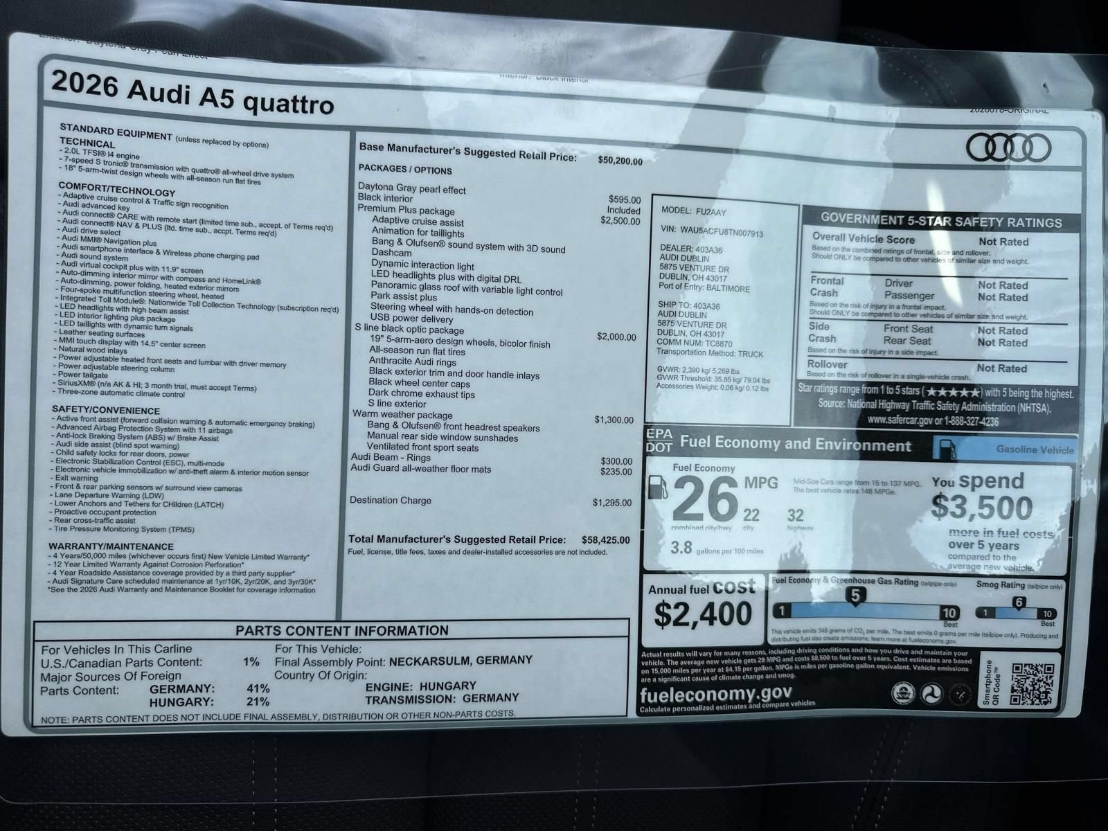 New 2026 Audi A5 Premium Plus w/ Premium Plus Package AWD/4WD image 32
