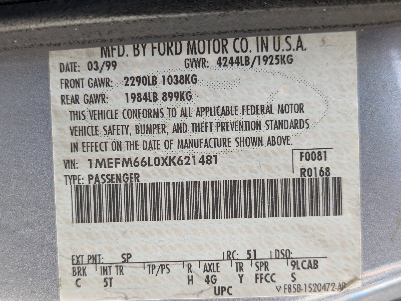 Used 1999 Mercury Mystique LS FWD image 45