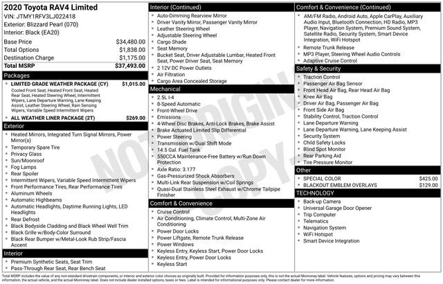 Used 2020 Toyota RAV4 Limited w/ Limited Grade Weather Package image 13