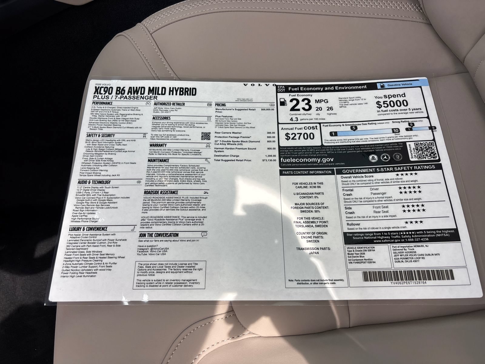 New 2026 Volvo XC90 B6 Plus w/ Protection Package Premier AWD/4WD image 33