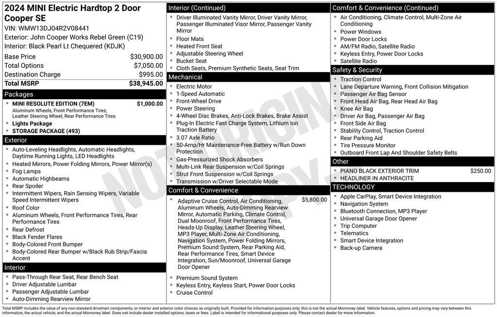 Certified 2024 MINI Cooper SE w/ MINI Resolute Edition image 12
