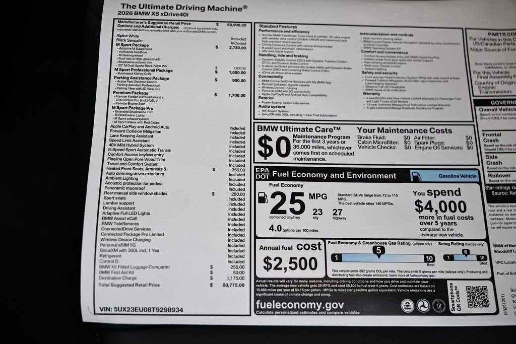 New 2026 BMW X5 xDrive40i w/ M Sport Package image 40