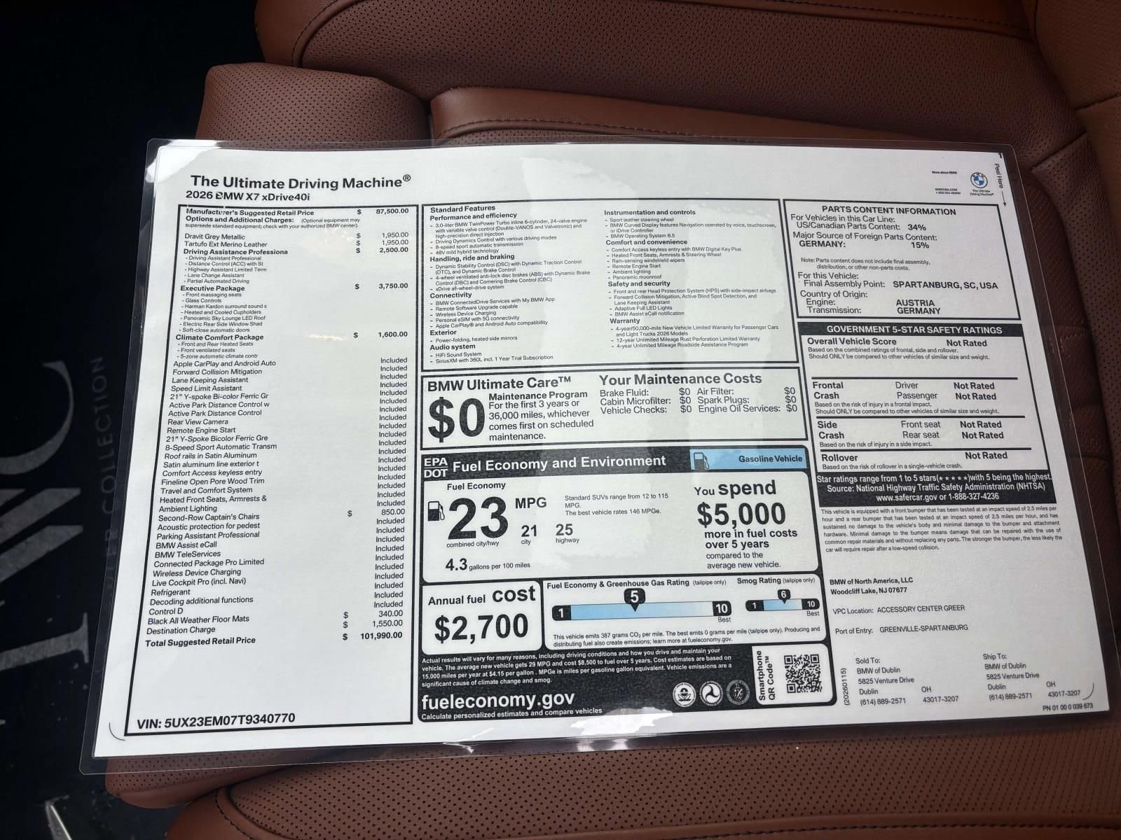 New 2026 BMW X7 xDrive40i w/ Executive Package image 35