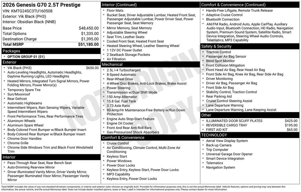 Used 2026 Genesis G70 2.5T Prestige image 5