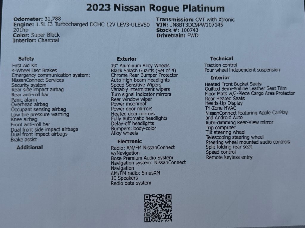 Used 2023 Nissan Rogue Platinum w/ Platinum Premium Package FWD image 49