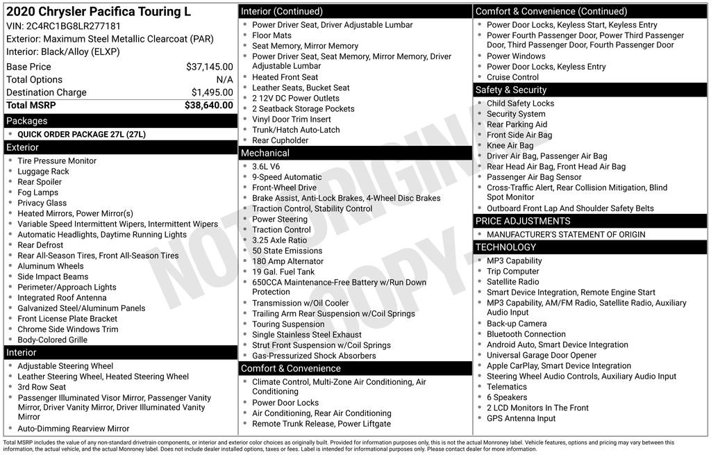 Used 2020 Chrysler Pacifica Touring-L FWD image 17