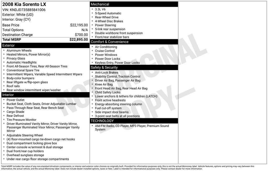 Used 2008 Kia Sorento LX