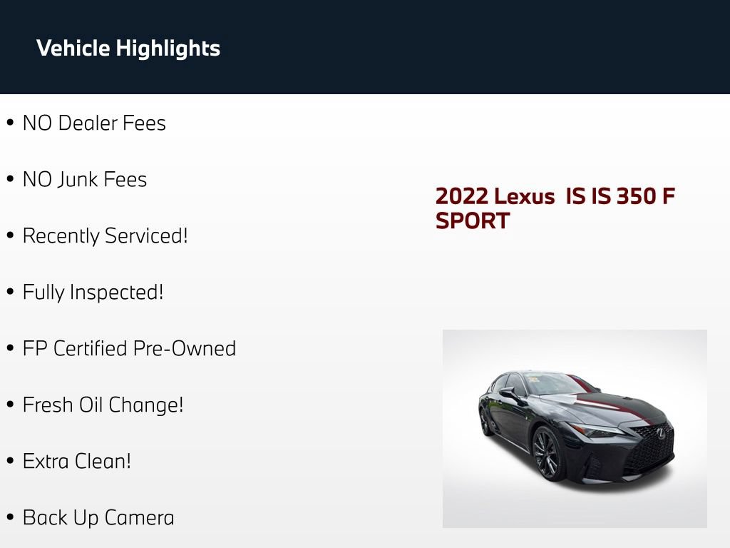 Used 2022 Lexus IS 350 F Sport w/ Navigation Package RWD image 49