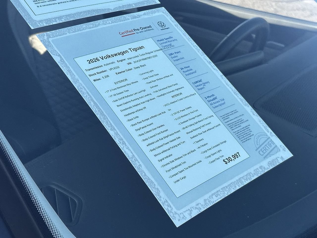 Certified 2026 Volkswagen Tiguan S FWD image 6