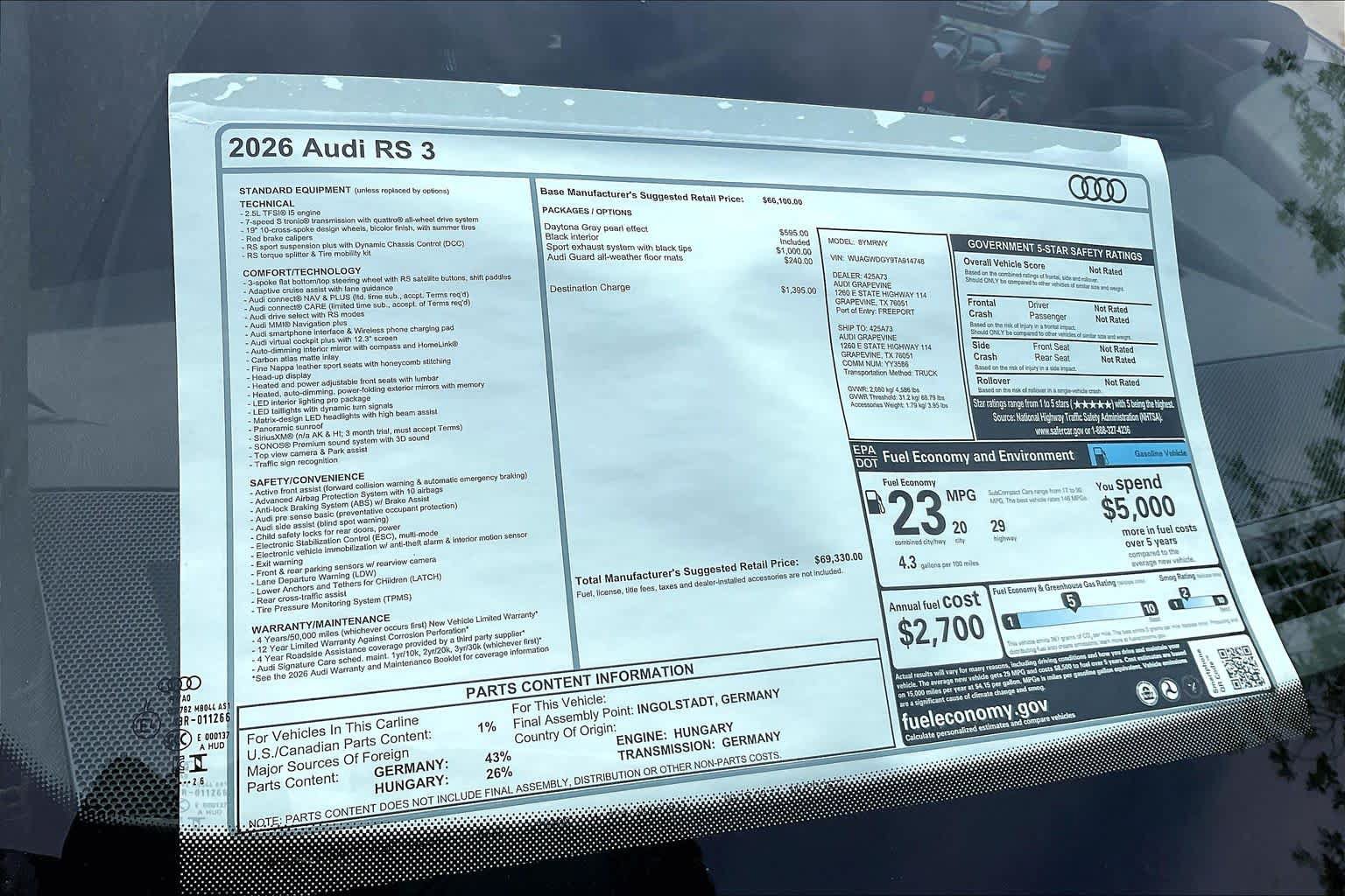 New 2026 Audi RS 3 AWD/4WD image 19