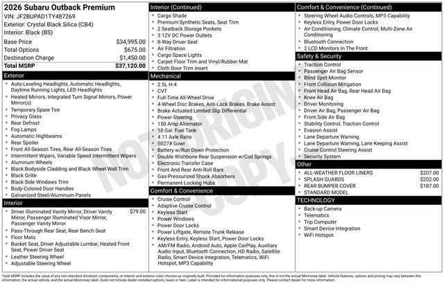 New 2026 Subaru Outback Premium AWD/4WD image 2