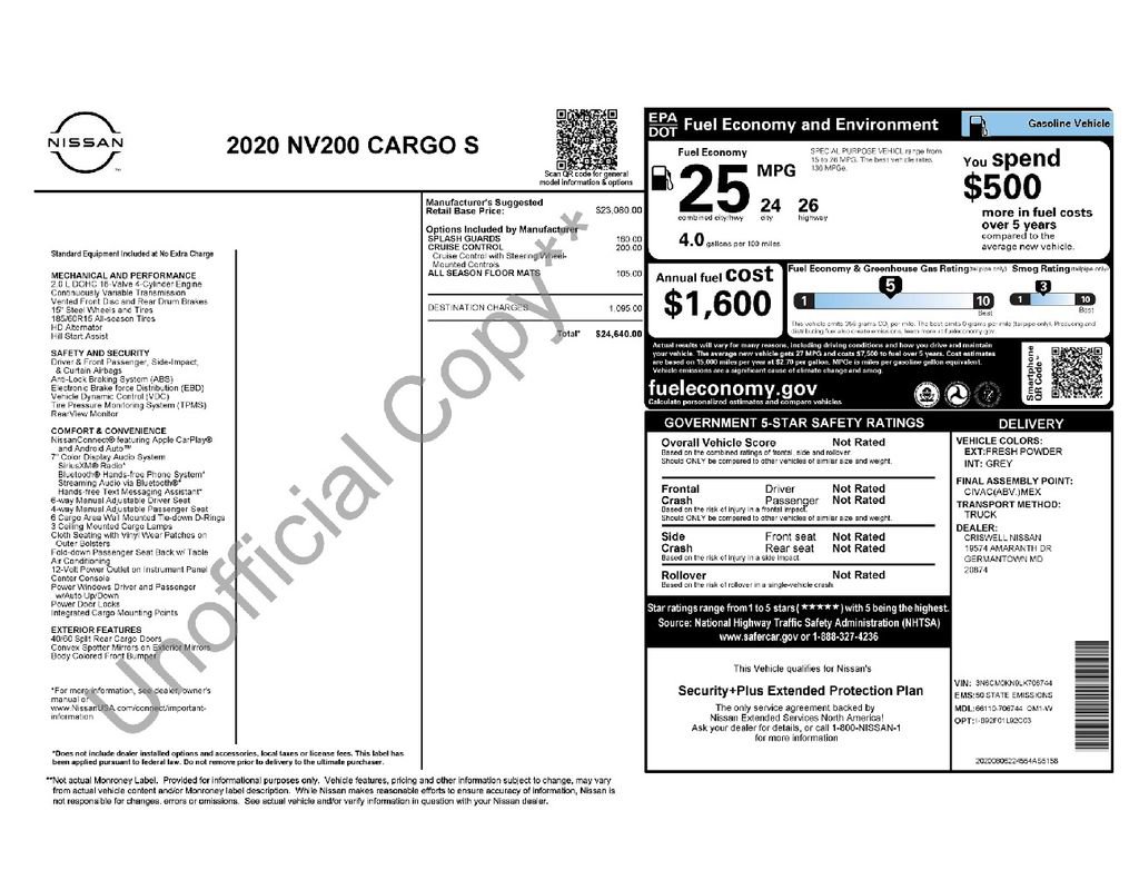 Used 2020 Nissan NV200 S image 17