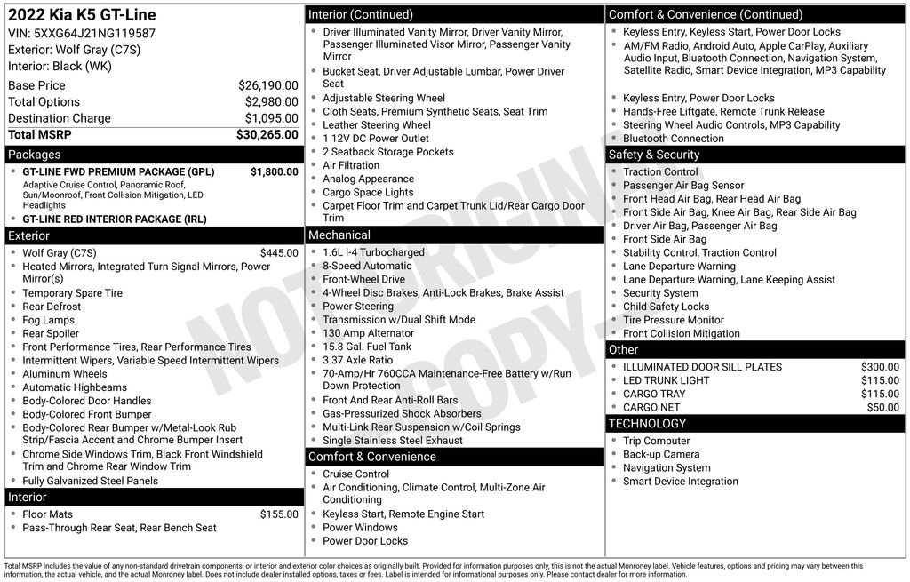 Used 2022 Kia K5 GT-Line w/ GT-Line FWD Premium Package image 13