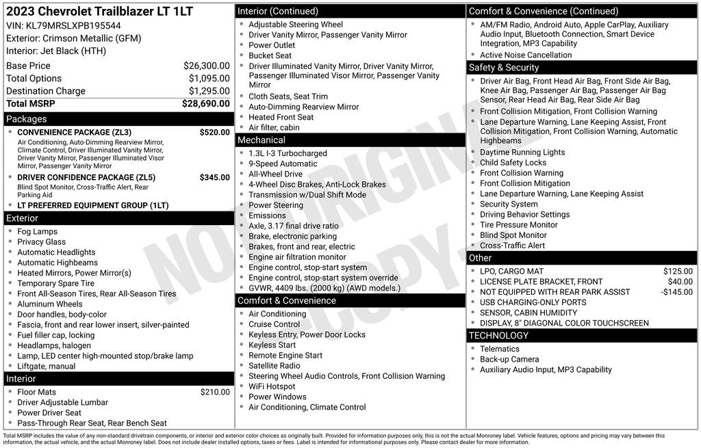 Used 2023 Chevrolet TrailBlazer LT w/ Convenience Package AWD/4WD image 43
