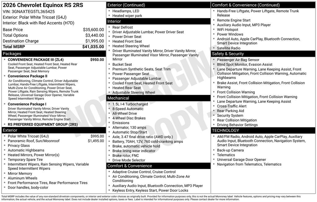New 2026 Chevrolet Equinox RS w/ Convenience Package III image 10