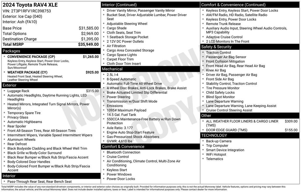 Certified 2024 Toyota RAV4 XLE w/ Convenience Package AWD/4WD image 3