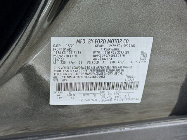 Certified 2020 Ford Explorer XLT w/ Equipment Group 202A image 34