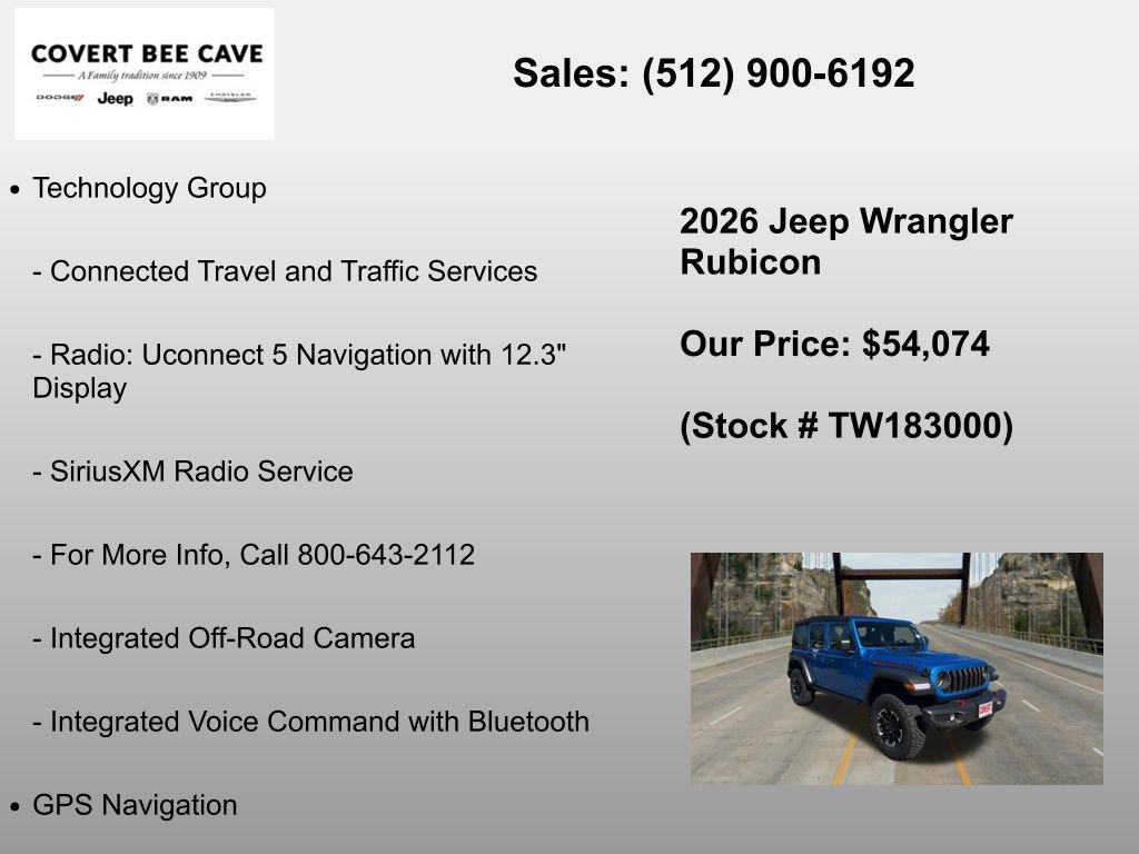 New 2026 Jeep Wrangler Unlimited Rubicon w/ Safety Group AWD/4WD image 18