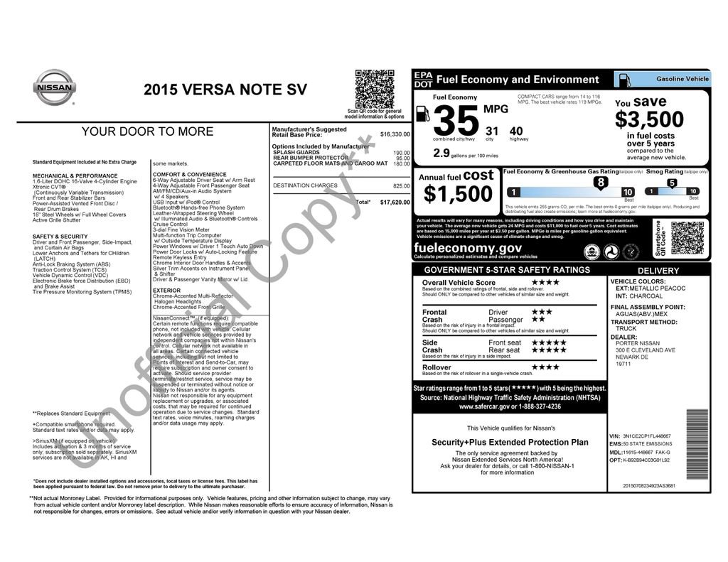 Used 2015 Nissan Versa Note SV image 2
