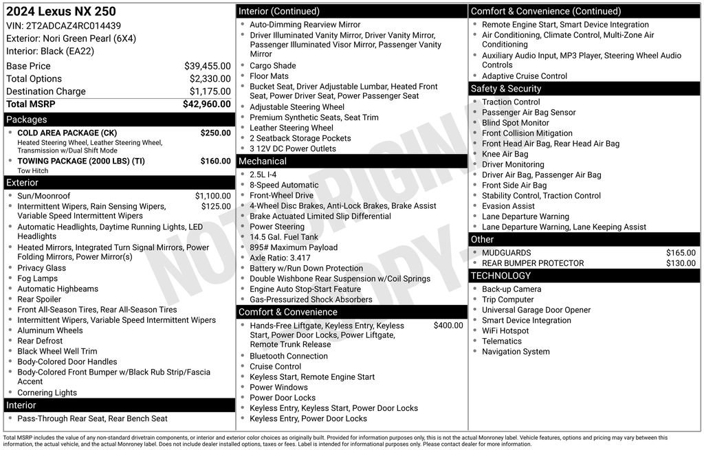 Used 2024 Lexus NX 250 250 Base w/ Cold Area Package image 6