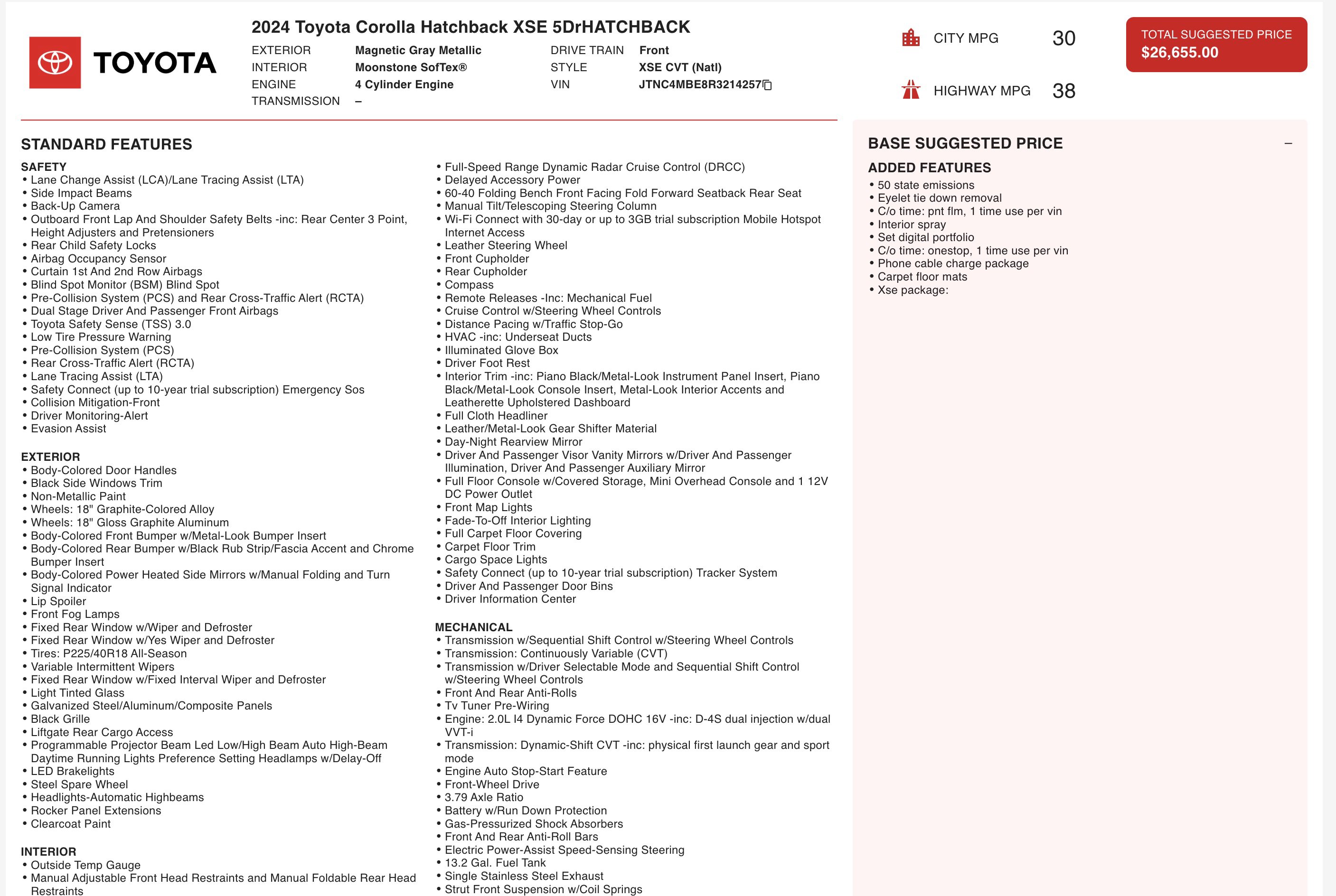 Used 2024 Toyota Corolla XSE image 3