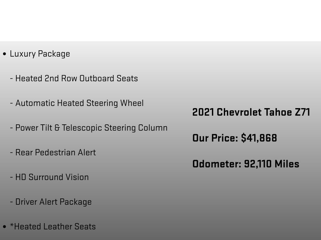 Used 2021 Chevrolet Tahoe Z71 w/ Luxury Package image 30