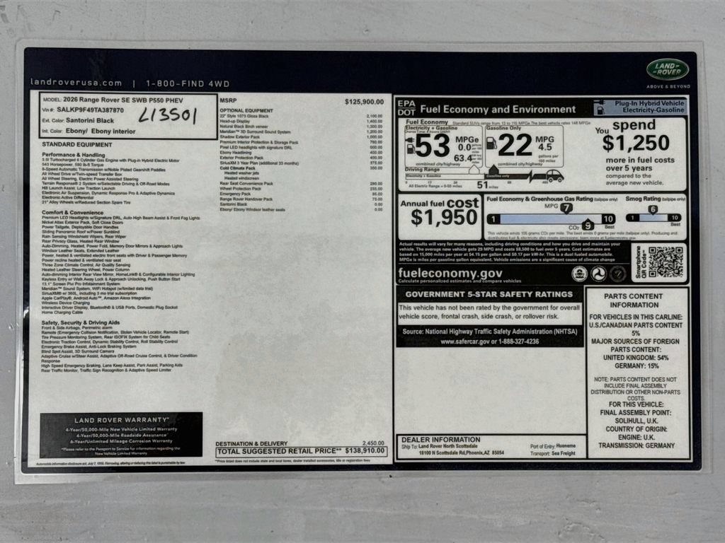 New 2026 Land Rover Range Rover SE AWD/4WD image 9