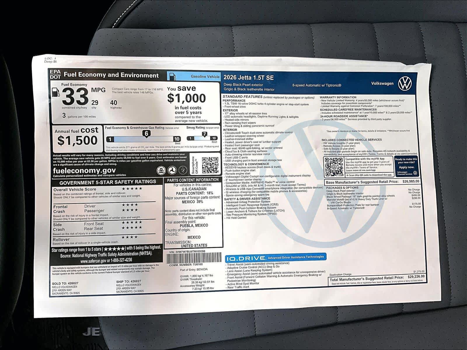 New 2026 Volkswagen Jetta SE FWD image 35